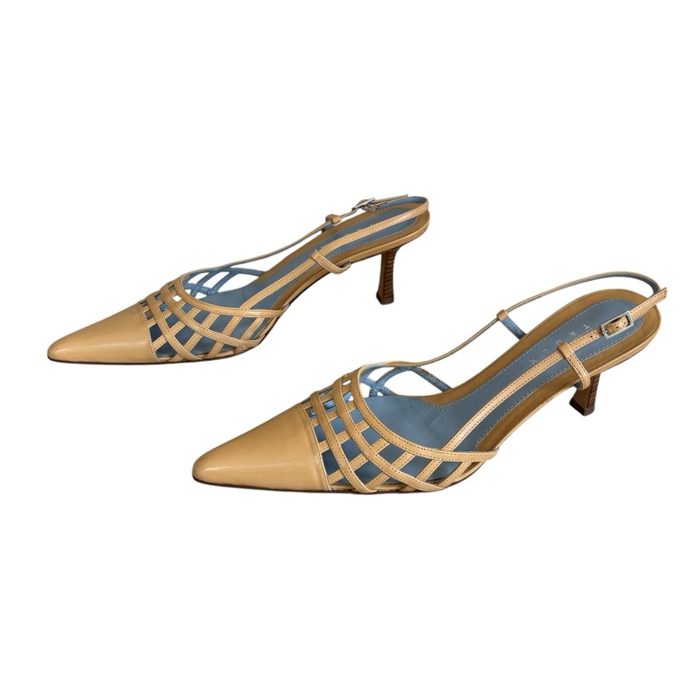 LAMBERTSON TRUEX Natural “Nan” Cage Leather Slingback Heels - Picture 4 of 15